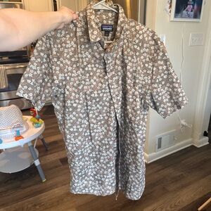 Patagonia Organic Cotton Floral Shirt - Brown and White